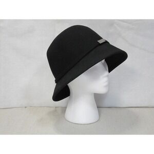 August Hat Company Black 100% Wool Cloche Hat - 1920s Flapper Style As-is